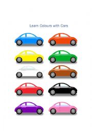 English Worksheet: learn colours with cars
