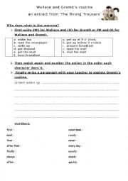 English Worksheet: Wallace and gromits morning routine