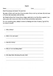 English Worksheet: reading comprehension