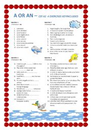 English Worksheet: A or AN - CEFA2