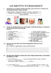 English Worksheet: AILMENTS WORKSHEET