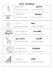 English Worksheet: WILD ANIMALS