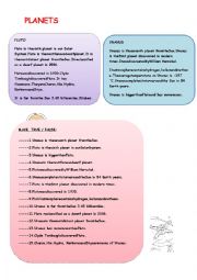 English Worksheet: PLANETS - text about Pluto and Uranus.True/False act.