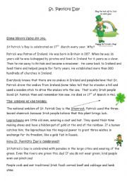English Worksheet: St. Patricks Day information 