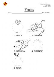 English Worksheet: fruits 