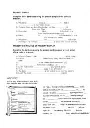 English Worksheet: Present Simple vs Present Continuous