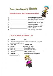 English Worksheet: some - any - how much - how many