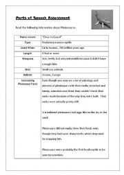English Worksheet: Parts of Speech 