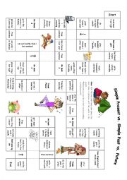 English Worksheet: Present vs past vs future Board Game