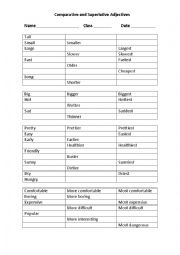 English Worksheet: Comparative and Superlative adjectives