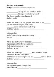 English Worksheet: Another Water Cycle Song