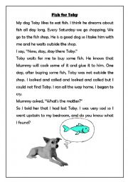 English Worksheet: Fish for Toby Comprehension