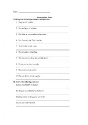 English Worksheet: Exercises on Interrogative Form