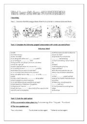 lesson -plan and a worksheet about volunteering  third hour 9th formers