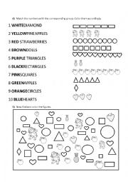 English Worksheet: Numbers, Colors and Shapes