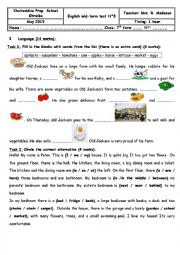 English Worksheet: mid term test n 3 7th form