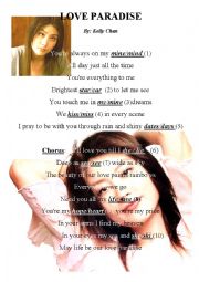 English Worksheet: love paradise