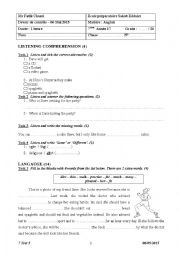 English Worksheet: 7 Test 5 2014-2015