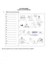 English Worksheet: Daily Activities and Advers of Frequency