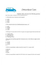 English Worksheet: Driverless Cars Video and Questions