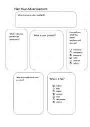 English Worksheet: plan your advertisement