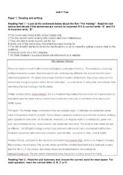 English Worksheet: The Holiday (Homes and Habbits)