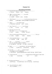 English Worksheet: placement test