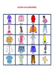 English Worksheet: CLOTHES AND ACCESSORIES