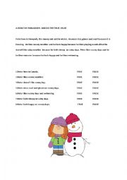 English Worksheet: simple present tense true false activity