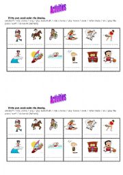 English Worksheet: Activities, hobbies
