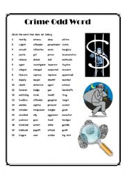 English Worksheet: Crime Odd Word Out