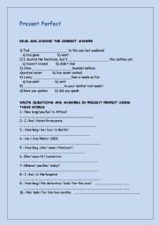 English Worksheet: present perfect