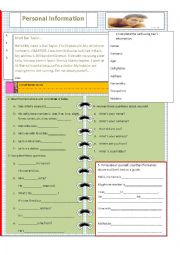 English Worksheet: Personal Information