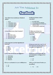 English Worksheet: Are you addicted to Facebook