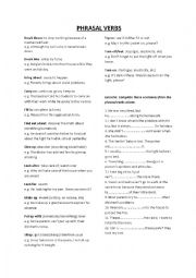 English Worksheet: Phrasal verbs and examples