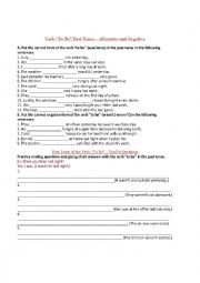 English Worksheet: Verb To Be Simple Past