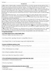 English Worksheet: A global test for 1 bac students