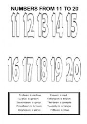 Numbers from 11 to 20