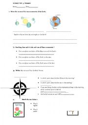 English Worksheet: The Earth, test