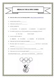 English Worksheet: Medals in the Olympic Games (listening)
