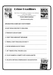 English Worksheet: Crime Passive Voice Headlines