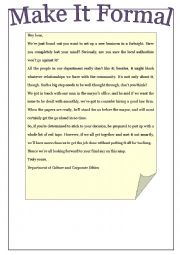 English Worksheet: Formal / Informal Letter