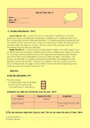 English Worksheet: End-of- Term Test 3  9th Form