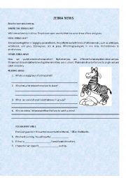 English Worksheet: zebra news