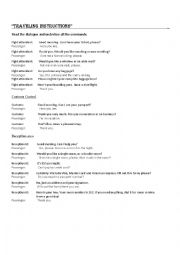 English Worksheet: TRAVELING INSTRUCTIONS EXERCISE