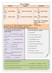 English Worksheet: Present Simple table and exerceses