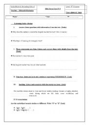English Worksheet: exam sample 1st year