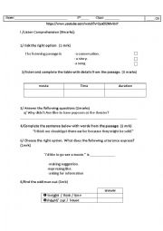 English Worksheet: mid-term test 1 for 1st formers 
