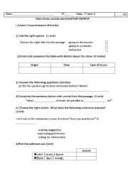English Worksheet: mid term test 1  1st form