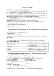 Vocabulary worksheet